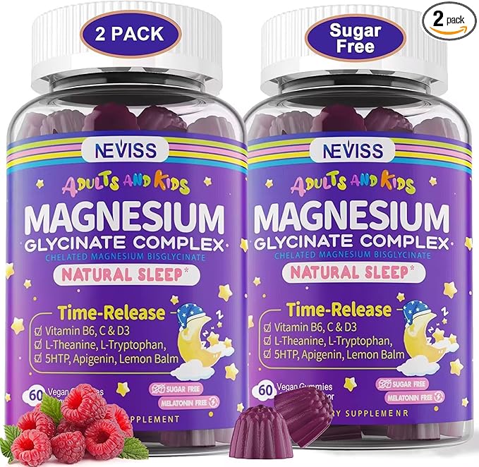 Magnesium Glycinate Gummies for Adults & Kids 4+, Sugar Free