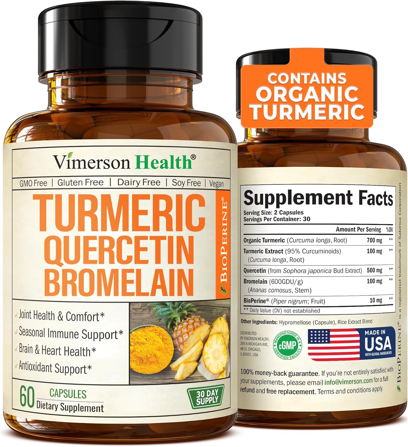 Quercetin with Bromelain Turmeric Supplement -