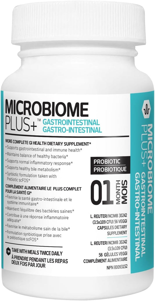 Microbiome Plus Gastrointestinal Probiotics L Reuteri NCIMB 30242 GI Digestive Supplements