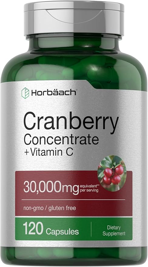 Horbäach Cranberry Concentrate Extract Pills + Vitamin C | 30,000mg