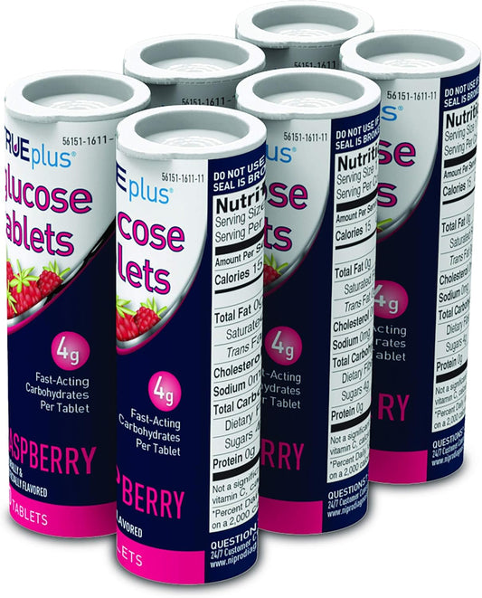 TRUEplus Glucose Tablets, Raspberry Flavor