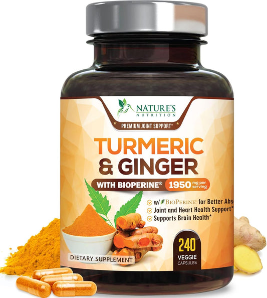 Turmeric Curcumin Supplement 1950mg with Organic Turmeric & Ginger, 95% Curcuminoids, BioPerine Black Pepper